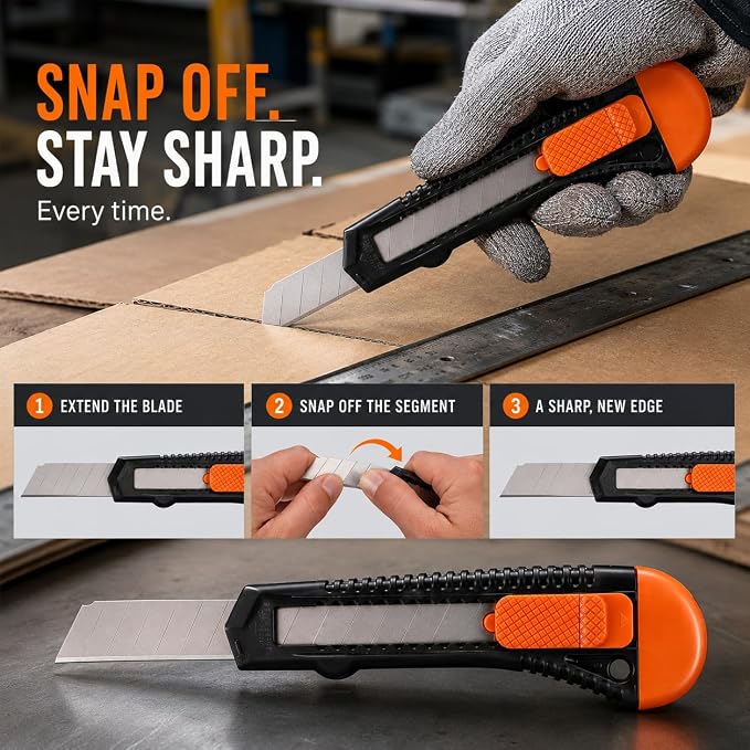 REXBETI 12-Pack Utility Knife, Retractable Box Cutter - Image 4
