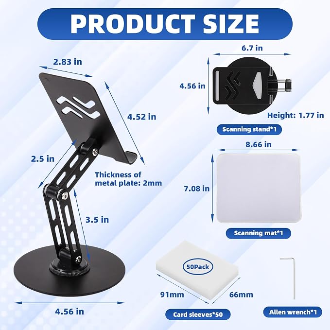 Foldable MTG Trading Card Scanner Stand, Carbon Steel Phone Holder Includes 50 - Image 7
