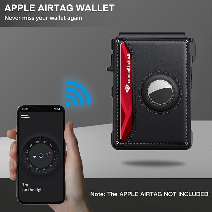KIKVES Airtag Wallet for Men, Mens Smart Wallet for Air Tag RFID Blocking - Image 4