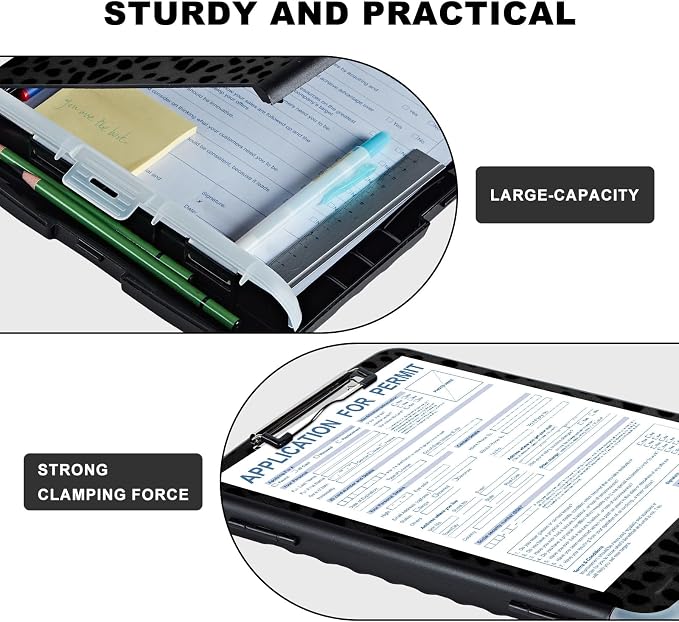 Clipboard with Storage, Heavy Duty Plastic Storage Clipboard with Low Profile - Image 3