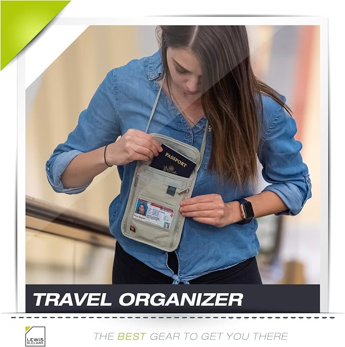 Lewis N. Clark RFID Blocking Stash Neck Wallet, Travel Pouch + Passport Holder - Image 8