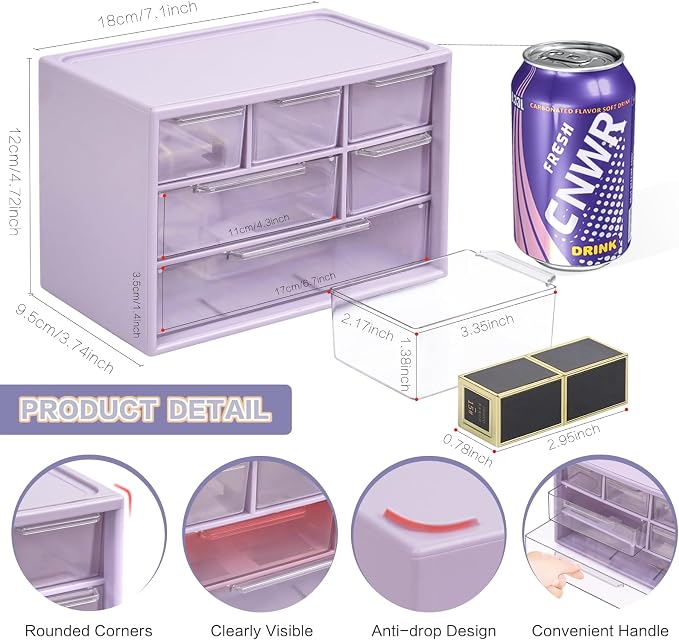 Desk Storage Organizer with 6 Mini Drawers, FODIENS Stackable Desktop Craft - Image 3