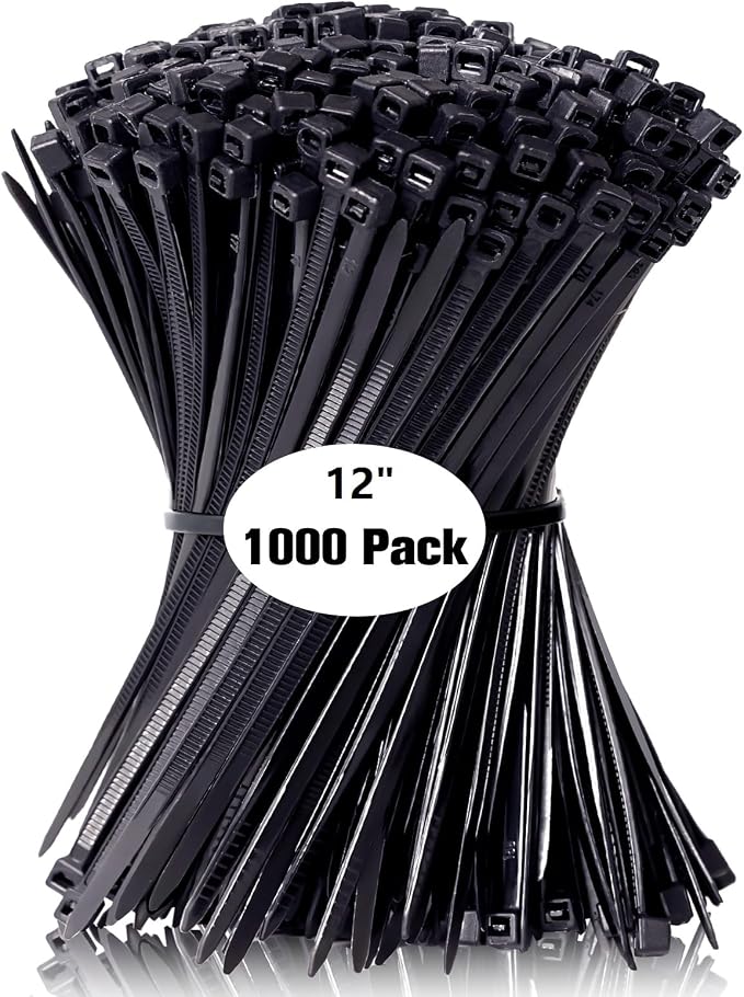 Zip Ties 12 inch, 1000 Pack Black Zip Ties, Self-Locking Nylon Cable Ties - Image 8