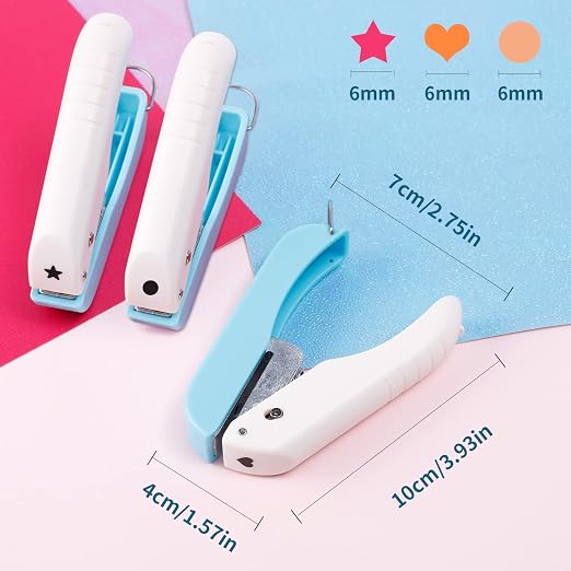 UCEC 3pc Paper Craft Hole Punch Shapes, Heart Star Circle Single Hole Punch | - Image 2