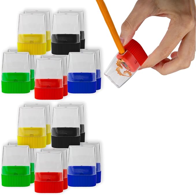 25 Pack Handheld Manual Pencil Sharpeners in Bulk Plastic Pencil Sharpeners - Image 9