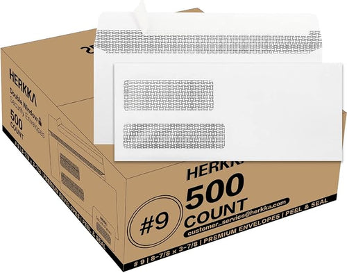 #9 Double Window Security Envelopes, HERKKA No.9 Double Window Business by HERKKA