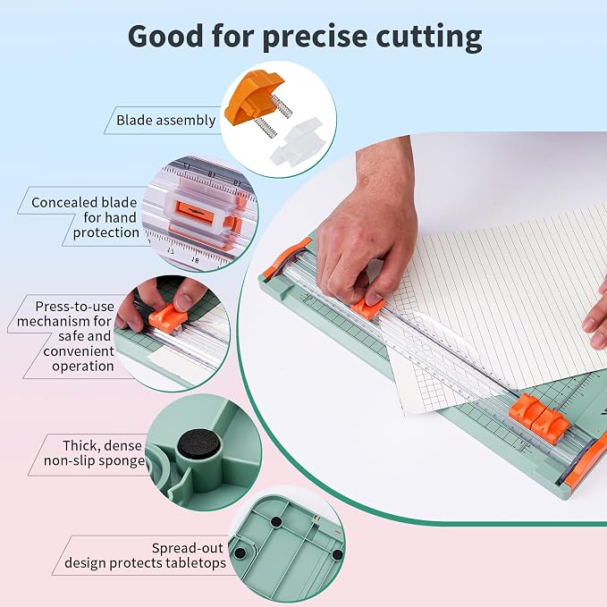 A4 Green Paper Cutter Slider 12 Inch Titanium Straight Paper Trimmer, Paper - Image 4