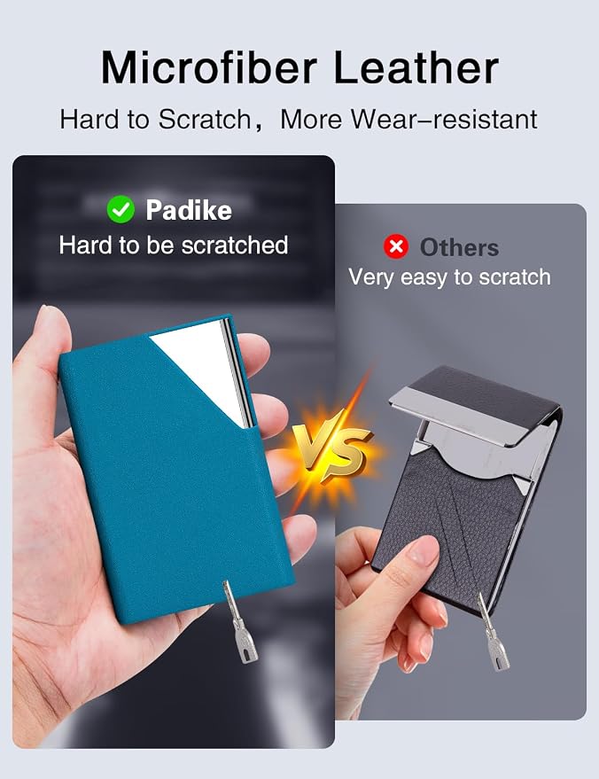 Padike Business Card Holder, Upgraded Leather Business Card Case Pocket Card - Image 3