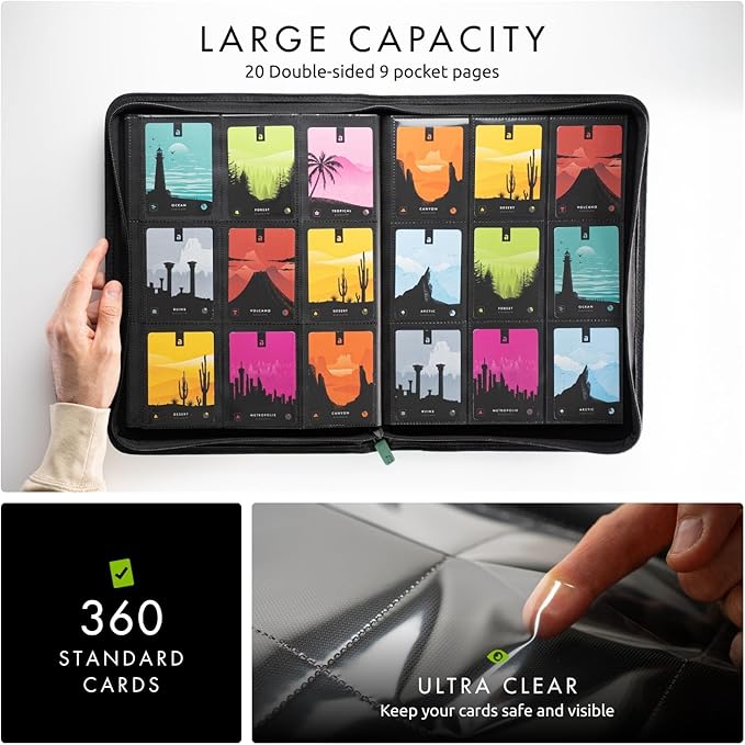 Vault X 9 Pocket Zip Binder, 360 Cards, Exo-Tec Material, 20 Side-Loading Pages - Image 4