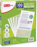 Heavyweight Sheet Protectors, Holds 8.5 x 11 inch Sheets, 9.25 x 11.25 inch Top by RUBEX