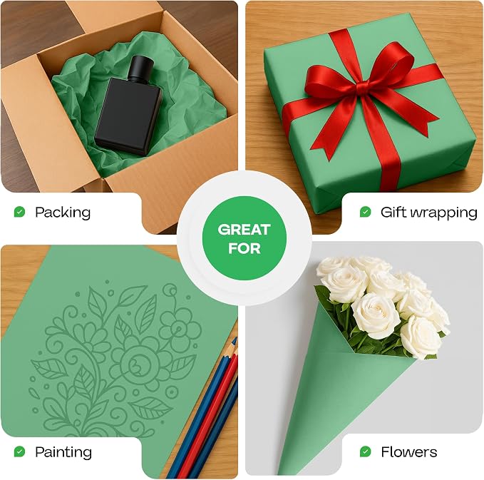 Christmas Green Kraft Paper Roll 36" x 1200" - Image 6