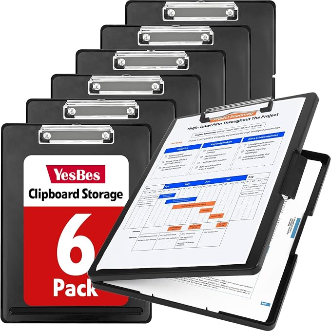6 Pack Clipboard with Storage, High Capacity Storage Clipboard 8.5 x 11 by YesBes