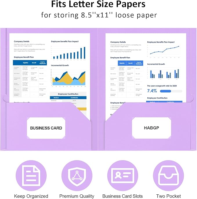 HABGP Paper Folders with Pockets, 5 Color Heavy Duty Two Pocket Folder with - Image 2