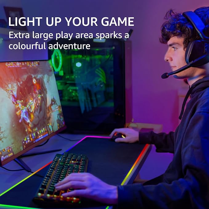 KTRIO RGB Large Gaming Mouse Pad, 31.5 x 11.8 in, RGB Black, XL | Smooth - Image 6