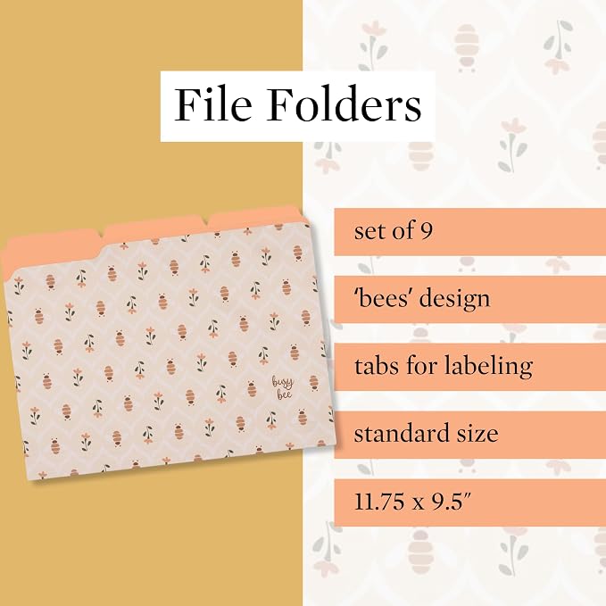 Steel Mill & Co. Set of 9 File Folders, Bees | Thick Sturdy Document Organizer - Image 8