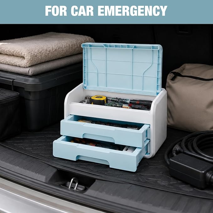 WORKPRO Small Storage Box with 2 Drawers, Flip-Top Lid, Durable ABS Storage - Image 7