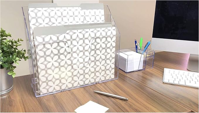 Acrimet Horizontal Triple File Folder Holder Organizer, Open Top Desktop - Image 5