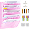 5 Pockets Mesh Wall File Holder Organizer Office Hanging File Folder Magazine by ideallife