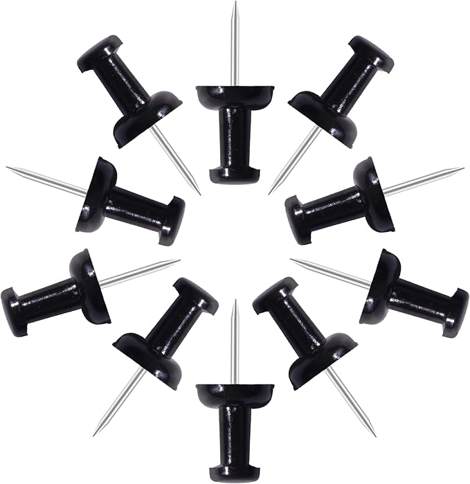 VAPKER Push Pins Tacks 120Pcs Solid Black Thumb Tacks Larger Size Pin Map Tacks by VAPKER