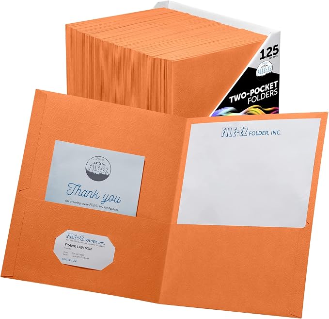 FILE-EZ Two-Pocket Folders, Textured Paper, Letter Size by FILE-EZ