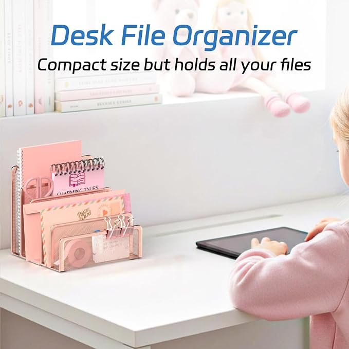 Mail Organizer Countertop with 5 Slot, Metal Mail Holder - Image 4