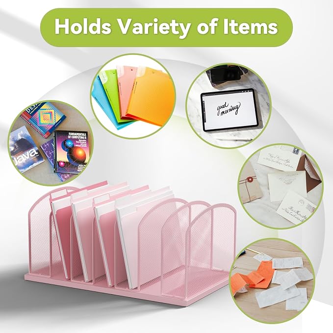 Desk File Organizer Vertical 7 Sections Mesh File Sorter Paper Storage Organizer - Image 5