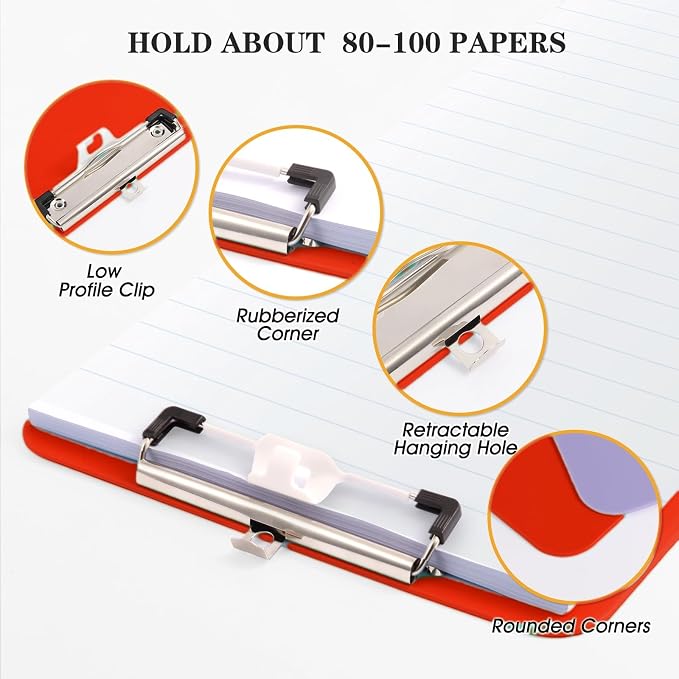2 PCS Red Plastic Clipboards Nursing Clipboard, Teacher Clip Boards 8.5x11 - Image 5