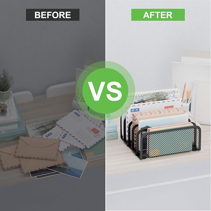 Mail Organizer Countertop 2 Pack, Metal File Holder - Image 4