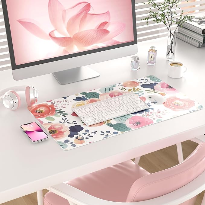 Colorful Star Large Mouse Pad, Women Girls PU Leather Waterproof Gaming Mousepad - Image 2