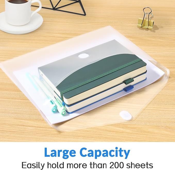 Sooez 10 Pack Plastic Envelopes File Folders, Rainforced Clear Folder Important - Image 4