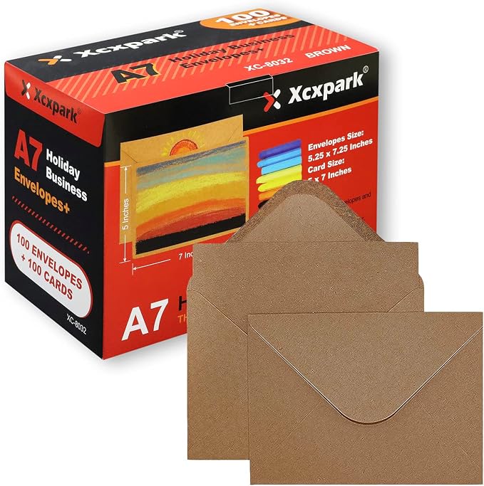 Xxcxpark 100 Qty 5.25 x 7.25 inches Printable A7 Invitation Envelopes & 100 Qty by Xxcxpark