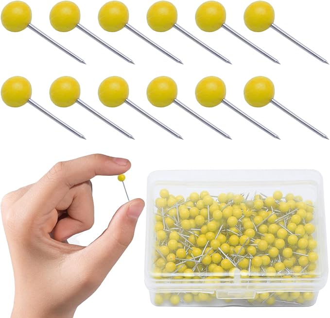 500Pcs Yellow Map Pins, 1/8 Inch Map Tacks, Round Ball Head Map Push Pins - Image 7