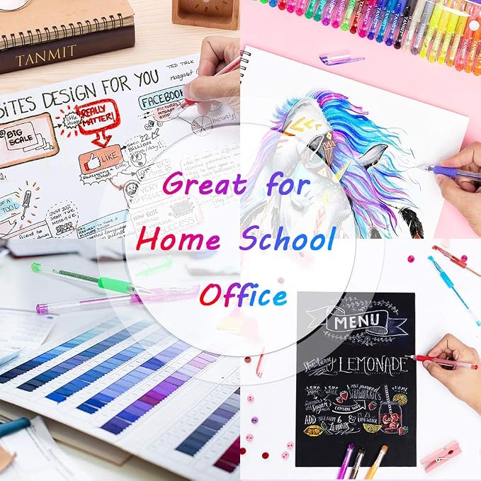 TANMIT Glitter Gel Pens, 33 Colors Neon Glitter Pens Set Gel Art Markers - Image 7