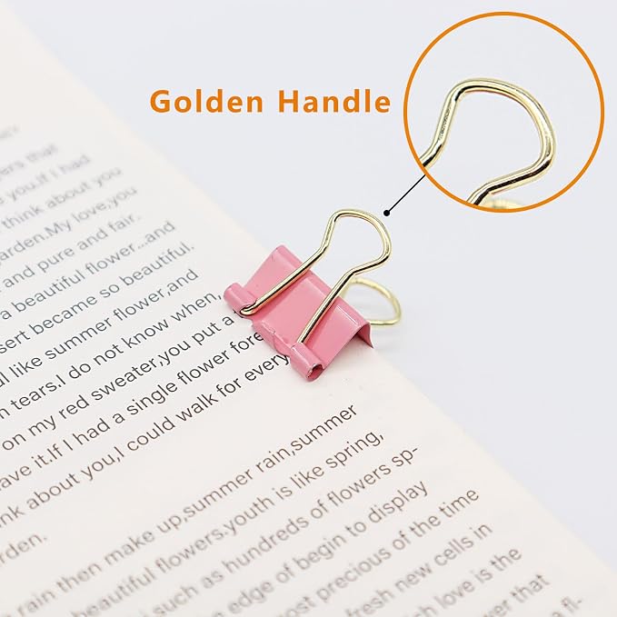 Pink Binder Clips, Small Paper Clamps 15mm, 100 Pack Micro Size Office Clips - Image 2