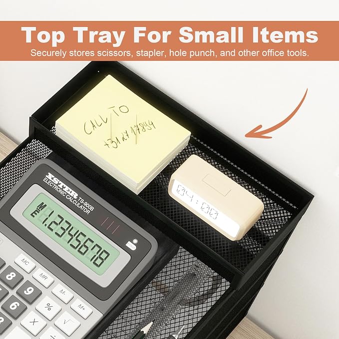 Natwind 3-Tier Stackable Metal Mesh Letter Paper Tray Organizer, Mail Tray - Image 2
