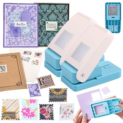 BAOFALI 2Pcs/Set Stamp Puncher 1.5x1.5inch &1.25x1.5inch Rectangular Postage by BAOFALI