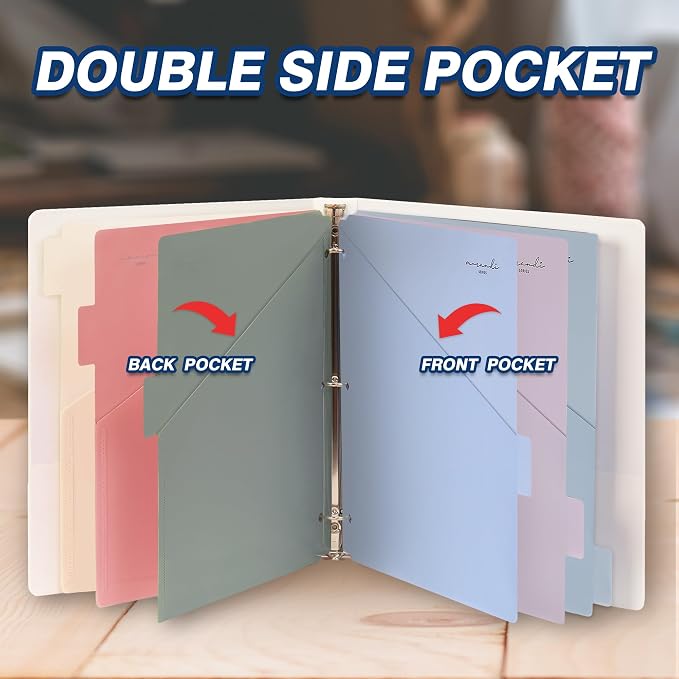 H4D 6-Tab Plastic Binder Dividers, 2 Pockets, Pastel Colors, 2 Sets | Made of - Image 3