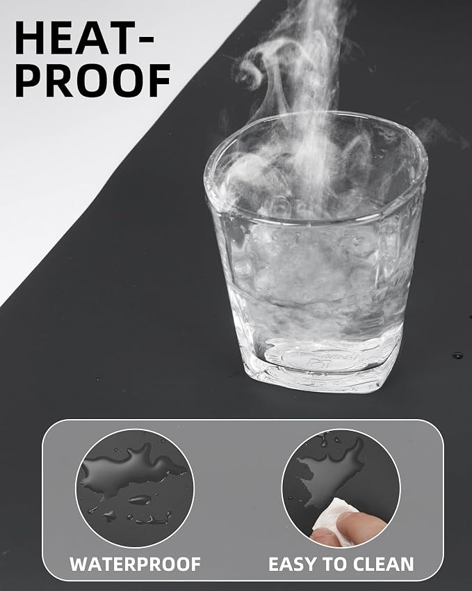 Leather Desk Pad Protector, Mouse Pad, Office Desk Mat, Non-Slip PU Leather - Image 3