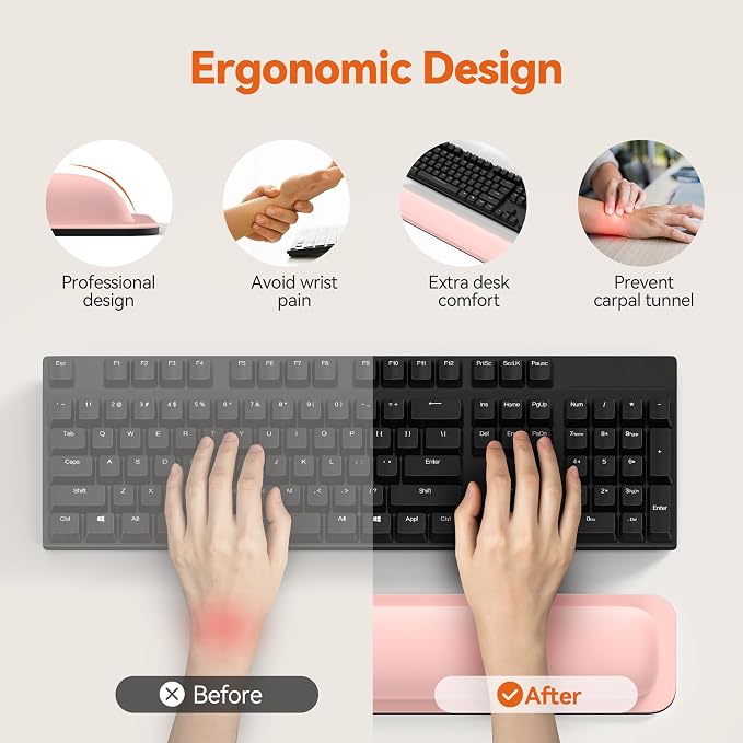 TECKNET Wrist Rest for Computer Keyboard, Thicken Memory Foam Wrist Support Pad - Image 2