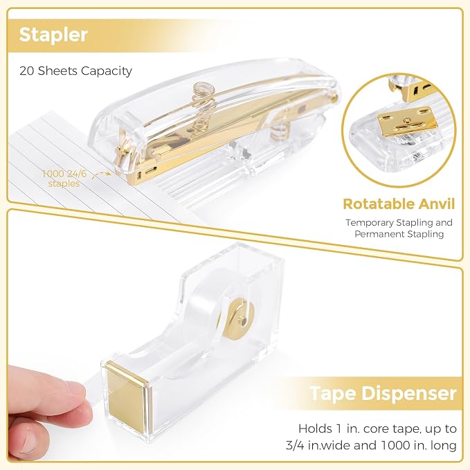 SKYDUE Gold Office Supplies Set, Pencil Holder - Image 4