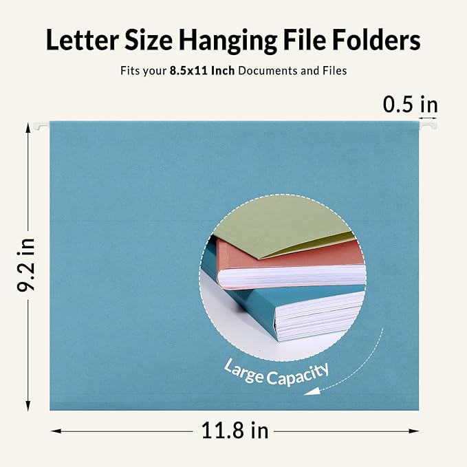 SUNEE Hanging File Folders Retro Colors, 6 Pack Letter Size File Folders - Image 5
