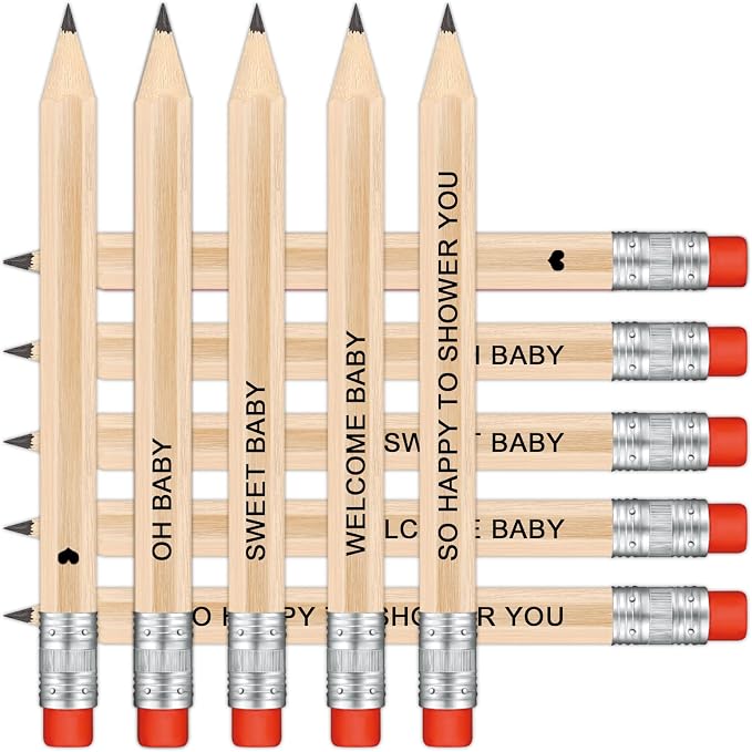 50Pcs - Baby Shower Sharpened Half Pencils by Vusnud