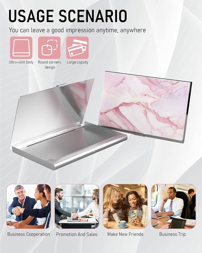 Business Card Metal Slim Organizer, Professional Stainless Steel Square Pocket - Image 6