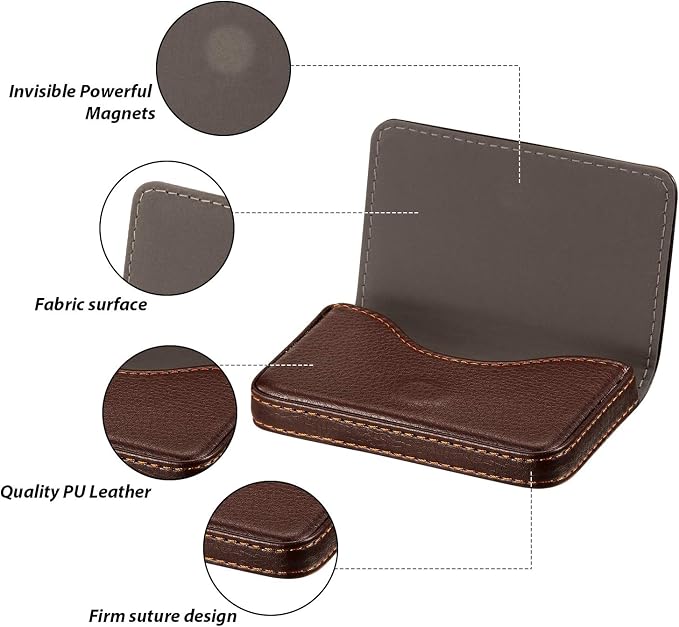Outus 2 Pcs Business Card Holder, PU Leather Business Card Case Pocket Wallet - Image 4