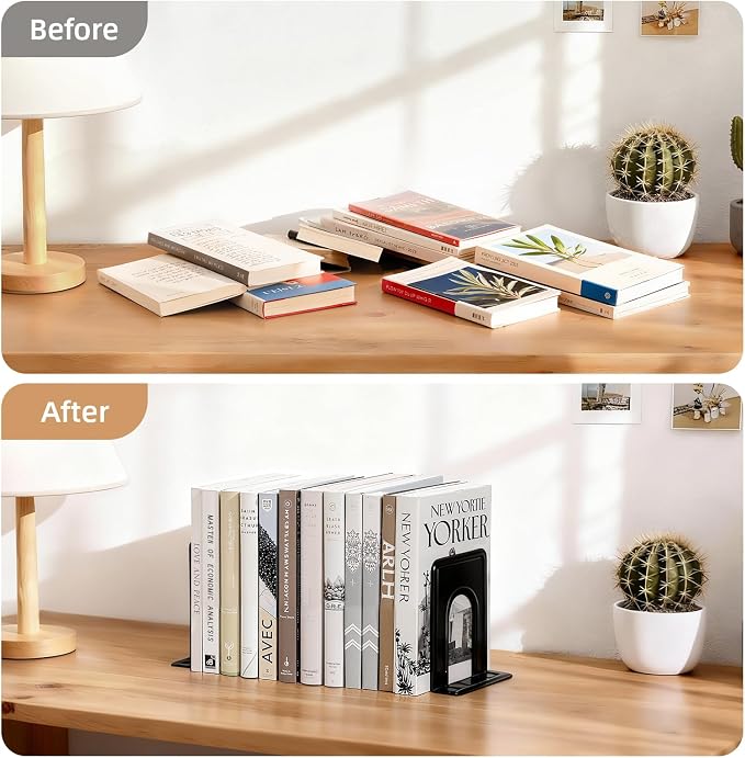 HappyHapi Book Ends, Metal Bookends - Image 5