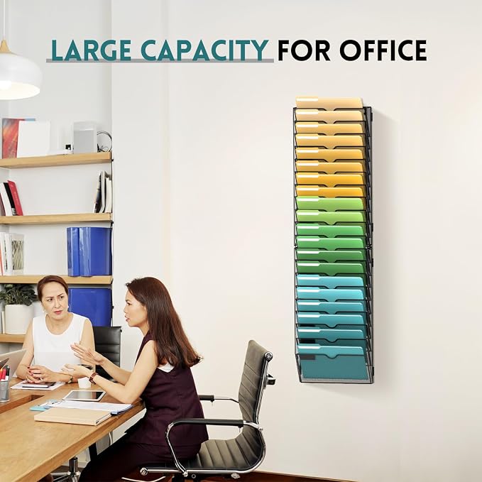 SUPEASY 20 Tier Wall File Organizer, Hanging Wall Mounted Mail Organizer - Image 2
