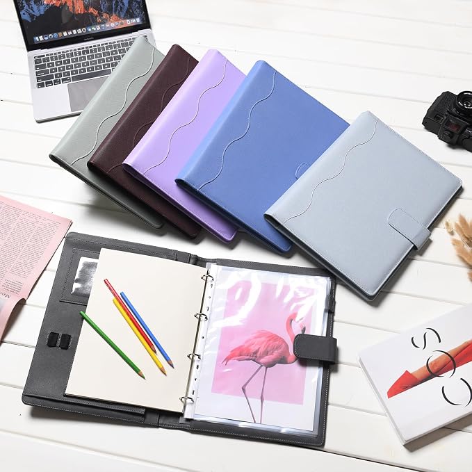 Wonderpool A4 PU Leather 3 & 4 Ring Holder Writing Portfolio Multi Document Case - Image 4