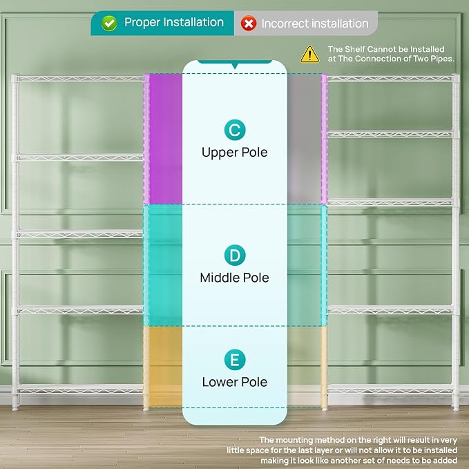 SINGAYE Shelf Wire Shelving Adjustable Storage Shelves Rack Standing Units - Image 4