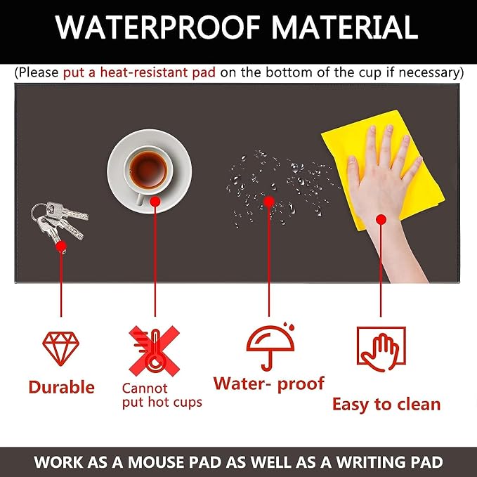 AKOZLIN Non-Slip 35.4"x 15.8" Soft PU Leather Surface Office Desk Mouse Mat Pad - Image 5