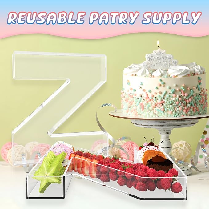 11" Acrylic Letter Charcuterie Box, Reusable Fillable Alphabet Number Shaped - Image 5